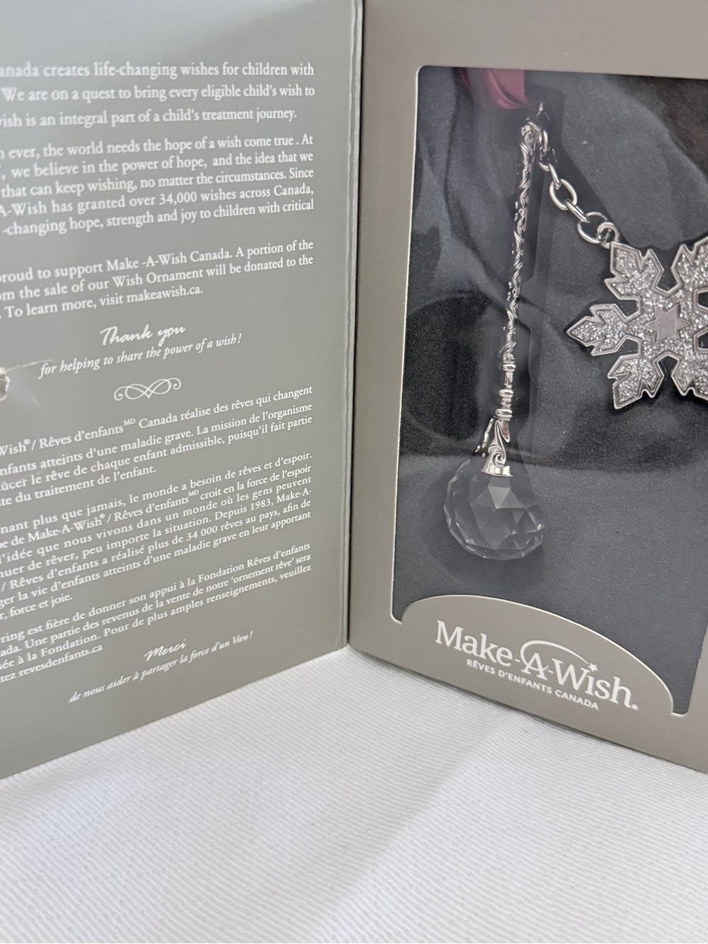 Make-A-Wish Canada Bowring Annual Wish Ornament Sparkly Snowflake Glass Crystal